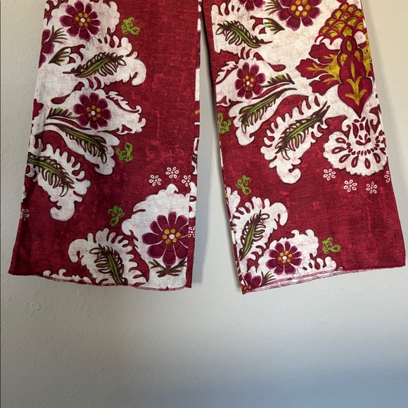 Zara Red Floral Wide-leg pants made from a linen blend. Size 28 - Picture 4 of 7